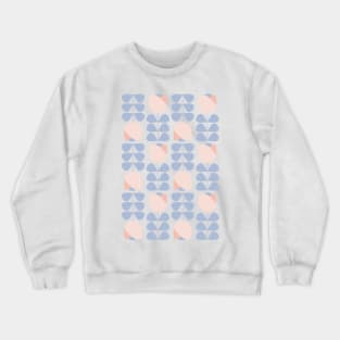 Retro Geometric Floral Pattern 1 in Ice Blue and Rose Crewneck Sweatshirt